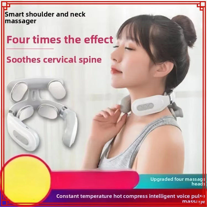2025 HOT Intelligent Cervical Massager Pulse Multi-Manipulation Neck Massager Charging Cervical Spine Four Heads