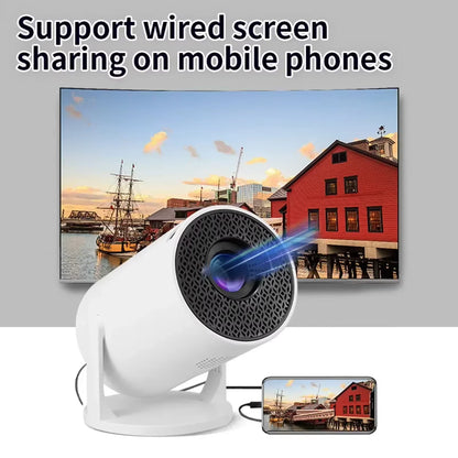 HY200 1080P Portable Projector, 270° Adjustable for Home Theater, Supports Smartphone/Tablet/Pc Connection